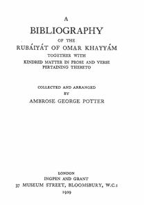 A Bibliography Of The Rubaiyat Of Omar Khayyam