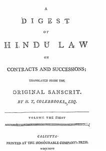 A Digest Law or Hindu Law on Contract  And Successions