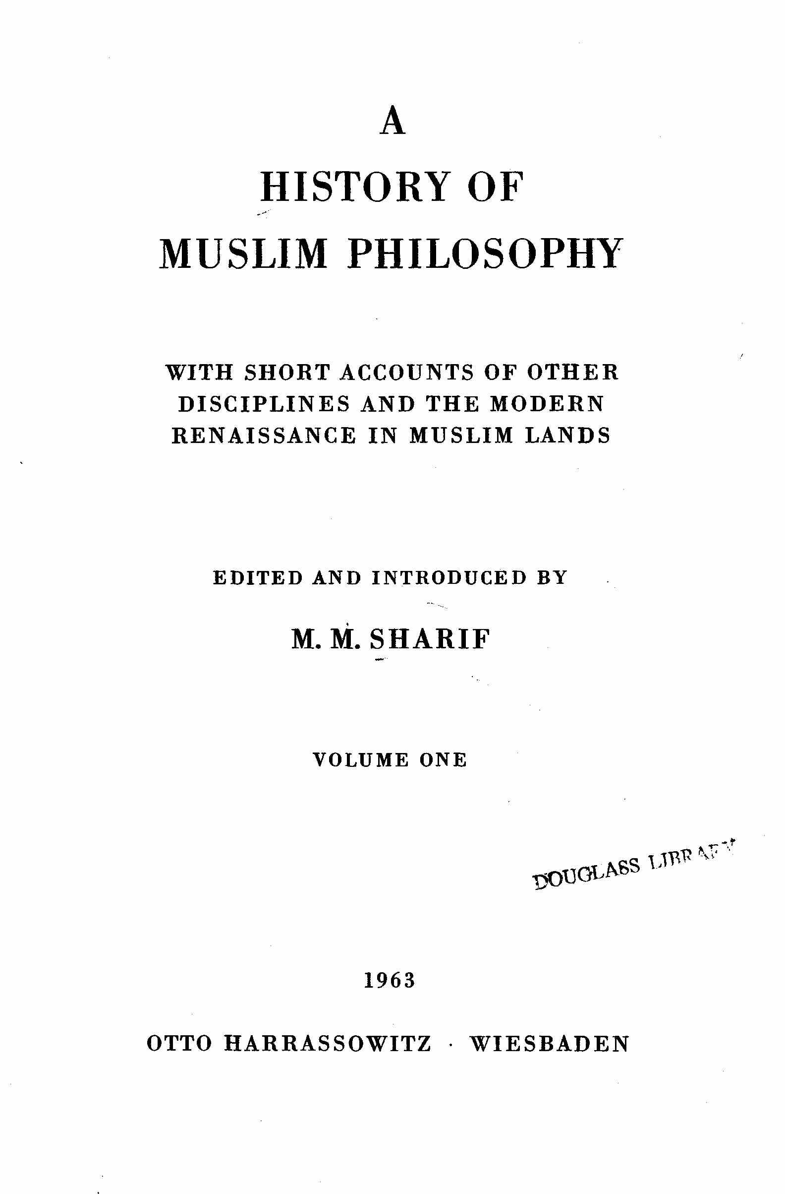 History of Muslim Philosophy