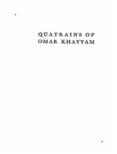 Quatrains Of Omar Khayyam In English Prose