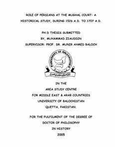 Role Of Persians At The Mughal Court: A Historical Study During 1526 A.D. To 1707 A.D.