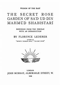 The Secret Rose Garden of Sa'd-ud-din Mahmud Shabistari